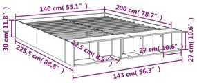 Πλαίσιο Κρεβατιού Γκρι Σκυροδέματος 140x200 εκ. Επεξεργ. Ξύλο - Γκρι