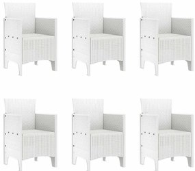 vidaXL Σέτ φαγητού για κήπο 7 pcs Λευκό Rattan Polt