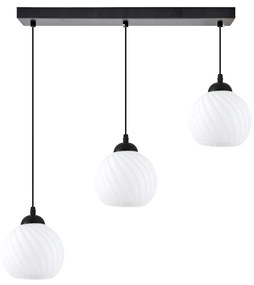 KQ 8865-3 SWIRL BLACK PENDANT WITH WHITE GLASSES Ε3