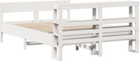 vidaXL Σκελετός Κρεβ. Χωρίς Στρώμα Λευκό 150x200 εκ Μασίφ Πεύκο