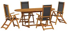 Σετ Τραπεζαρίας Κήπου 5 Τεμαχίων Μασίφ Ξύλο Ακακίας / Τεξτιλίνη