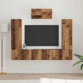 vidaXL Σετ επίπλου τηλεόρασης 7 pcs Παλαιό ξύλο 180 x 30 x 120 εκ
