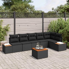 vidaXL Σετ Καναπέ Κήπου με μαξιλάρι 6 pcs Μαύρο Πολυρατάν