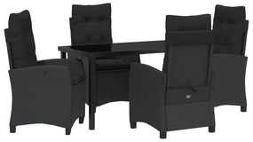 vidaXL Σετ Εξωτερικής Καθιστικής Ζωής 5 Τεμαχίων  με Μαξιλάρια - Μαύρο Πολυ Ράτανα