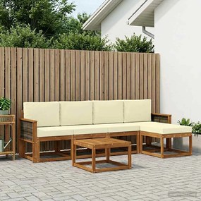 vidaXL Σειρά Καναπέ Εξωτερικού 6 pcs Φυσικό και Κρέμα Πολυεστέρας