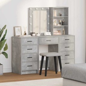 vidaXL Τραπέζι περιποίησης με συρτάρι 3 pcs Γκρι Επεξεργασμένο ξύλο