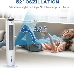 Ανεμιστήρας Water Cooling Tower with Remote Control 60W 20㎡ 30cm x 30cm x 100,8cm 3 Modes White