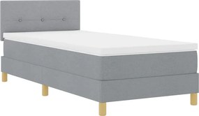 vidaXL LED Κρεβάτι με βάθρο Ανοιχτό γκρι 90 x 190 cm ύφασμα