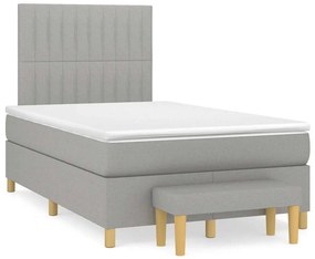 vidaXL Κρεβάτι Boxspring με Στρώμα Ανοιχτό Γκρι 120x190 εκ. Υφασμάτινο