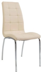 300-060 Καρέκλα Amelia Εκρού 42 x 43 x 95 Εκρού Χρώμιο, Τεχνόδερμα PU, 1 Τεμάχιο