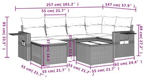 vidaXL Σαλόνι Κήπου Σετ 7 Τεμαχίων Καφέ Συνθετικό Ρατάν με Μαξιλάρια
