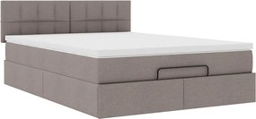 vidaXL Οθωμανικό κρεβάτι με στρώμα &amp; LEDs Taupe 140x200 cm Ύφασμα