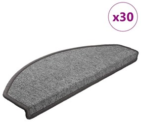 vidaXL Πατάκια Σκαλοπατιών 30 τεμ. Σκούρο Γκρι Ημίστρογγυλά Μεγάλα 65x24x4 εκ.