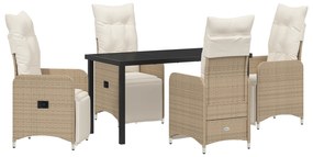 vidaXL Set 5 κομματιών Επίπλων Κήπου  με Μπεζ Πολυ Ράταν