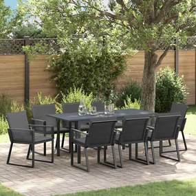 vidaXL Σετ τραπεζαρίας κήπου με μαξιλάρια 9 pcs Ανθρακί Μεσαίο