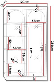 Ντουλάπα Modin συρόμενη-Leuko-Μήκος: 120 εκ.