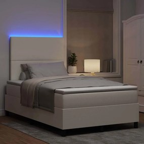 vidaXL LED Κρεβάτι με βάθρο με κεφαλάρι Κρέμα και Λευκό 120 x 200 cm