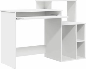 vidaXL Γραφείο με ράφι Λευκό 120,5 x 44 x 88,5 εκ Επεξεργασμένο ξύλο