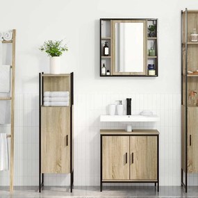 vidaXL Σετ Επίπλων Μπάνιου με ράφι με πόρτα 3 pcs Καφέ 60 x 30 x 60 cm