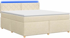 vidaXL Κρεβάτι box spring με στρώμα Κρεμ 180 x 200 cm Ύφασμα