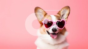 Intra Συλλεκτικό Ξύλινο Παζλ Plywood  4mm - Corgi Dog με γυαλιά ηλίου σε σχήμα καρδιάς Σε Ξύλινο Κουτί - Διαστάσεις: 10x10 cm – 25 κομμάτια