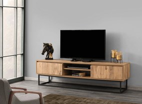 Έπιπλο Τηλεόρασης Μαύρο / Πεύκο CECRELA 180x40x50