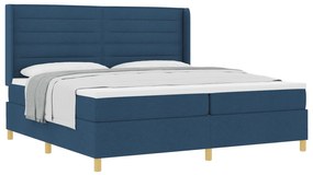 vidaXL Κρεβάτι με ελατήρια και στρώμα Μπλε 200 x 200 εκ Υφασμάτινο