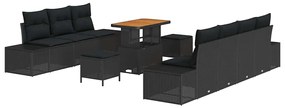 vidaXL Σετ Καναπέ Κήπου με μαξιλάρι 10 pcs Μαύρο 90 x 55 x 71 cm