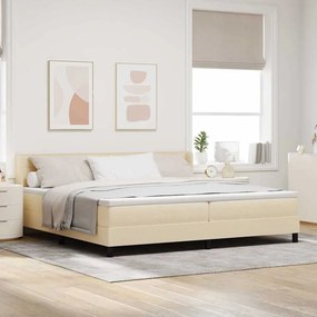 vidaXL Κρεβάτι με ελατήρια με στρώμα Κρεμ 200 x 200 cm ύφασμα