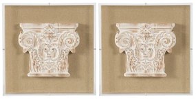 Artekko Antiquity Μπεζ Διακοσμητικό Τοίχου με Κύωνες MDF (35x35x4)cm Σετ/2 Artekko 2744-DS