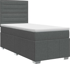 vidaXL Κρεβάτι box spring με στρώμα Σκούρο Γκρι 80 x 200 cm Ύφασμα