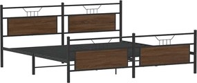 vidaXL Σκελετός Κρεβ. Χωρίς Στρώμα Καφέ Δρυς 193x201 εκ. Μεταλλικό