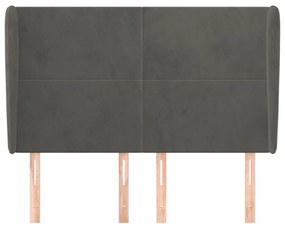 Κεφαλάρι με Πτερύγια Σκούρο Γκρι 147x23x118/128 εκ. Βελούδινο - Γκρι