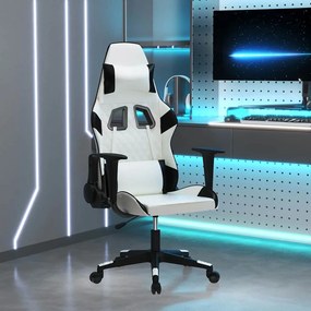 VidaXL Καρέκλα Gaming Μασάζ Λευκό/Μαύρο από Συνθετικό Δέρμα