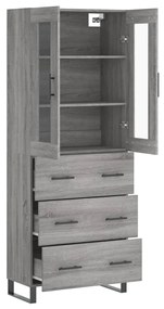 vidaXL Ντουλάπι Γκρι Sonoma 69,5 x 34 x 180 εκ. Επεξεργασμένο Ξύλο