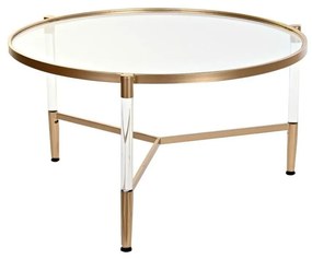 Τραπεζάκι Καφέ DKD Home Decor Glamour Διαφανές Χρυσό Ακρυλικό Μέταλλο 87 x 87 x 50 cm