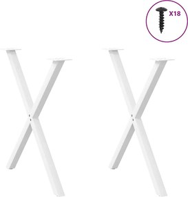 vidaXL Πόδια Τραπεζαρίας σε Σχήμα Χ, 2 τεμ. Λευκά 80x(72-73) εκ. Ατσάλι