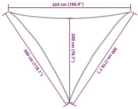 Σκίαστρο Ιστιοπλοΐας Αν. Γκρι 3x3x4,24μ. 100%Πολυεστέρας Oxford - Γκρι