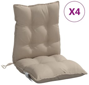 vidaXL Μαξιλάρια Καρέκλας Χαμηλή Πλάτη 4 τεμ. Taupe Ύφασμα Oxford