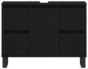 vidaXL Ντουλάπι Μπάνιου Μαύρη δρυς 80 x 33 x 60 εκ Επεξεργασμένο ξύλο