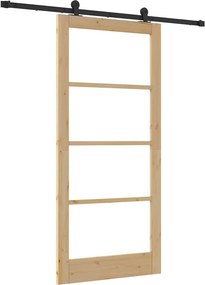 vidaXL Συρόμενη Πόρτα ORKDAL Φυσικό και Μαύρο 93 x 202 cm