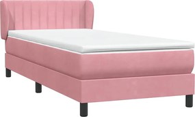 vidaXL Κρεβάτι Boxspring με Στρώμα Ροζ 80x220 εκ. Βελούδινο