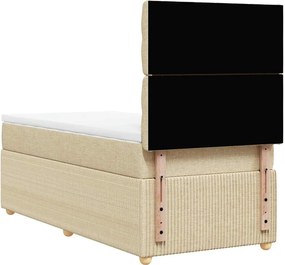 vidaXL Κρεβάτι Boxspring με Στρώμα Κρεμ 100 x 200 εκ. Υφασμάτινο
