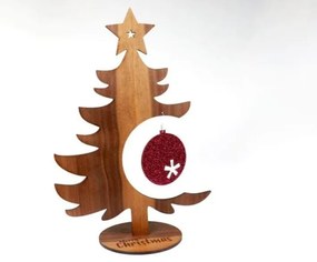 Σετ των 2 Intra απο ξύλο plywood 3mm-4mm πάχος - Χριστουγεννιάτικο δέντρο με ακρυλικό στολίδι Δίασταση 10x10 cm Intraeaxys-d1lm2r6o