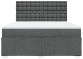 Κρεβάτι Boxspring με Στρώμα Σκούρο Γκρι 180x200 εκ Υφασμάτιν - Γκρι