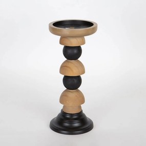 Κηροπήγιο Ξύλινο 752-23018 12,5x12,50x27cm Natural-Black Estheti Home Ξύλο