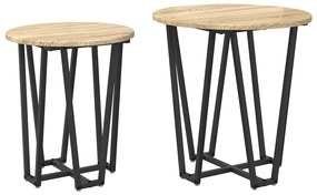 vidaXL Σετ βοηθητικά τραπεζάκια 2 pcs Βελανιδιά Σονομά και Μαύρο