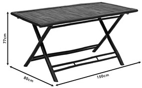 Τραπέζι Badou pakoworld πτυσσόμενο bamboo μαύρο 150x80x77εκ - Ξύλο - 141-000017