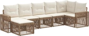 vidaXL Σετ Καναπέ Κήπου 7 pcs Μπεζ και Κρέμ συνθετικό ρατάν