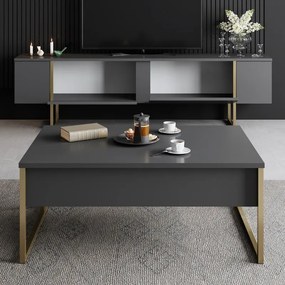 Έπιπλο τηλεόρασης Luxe ανθρακί-χρυσό 180x30x50εκ